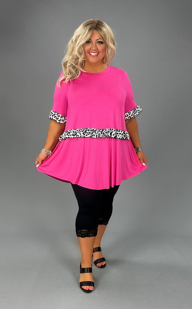 59 PSS-B {Never Without} Fuchsia Tunic w/Animal Print CURVY BRAND!!!  EXTENDED PLUS SIZE XL 2X 3X 4X 5X  6X