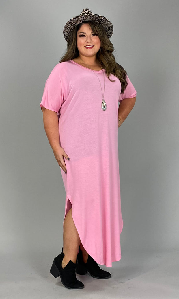 LD-Z {Bubblegum} Pink V-Neck Soft Knit Maxi Dress PLUS SIZE 1X 2X 3X SALE!!!!