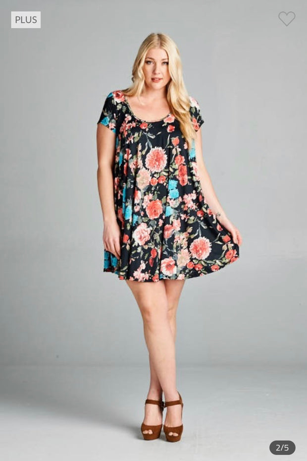 94 PSS-X {Take The Blame} Black Floral Dress PLUS SIZE 1X 2X 3X