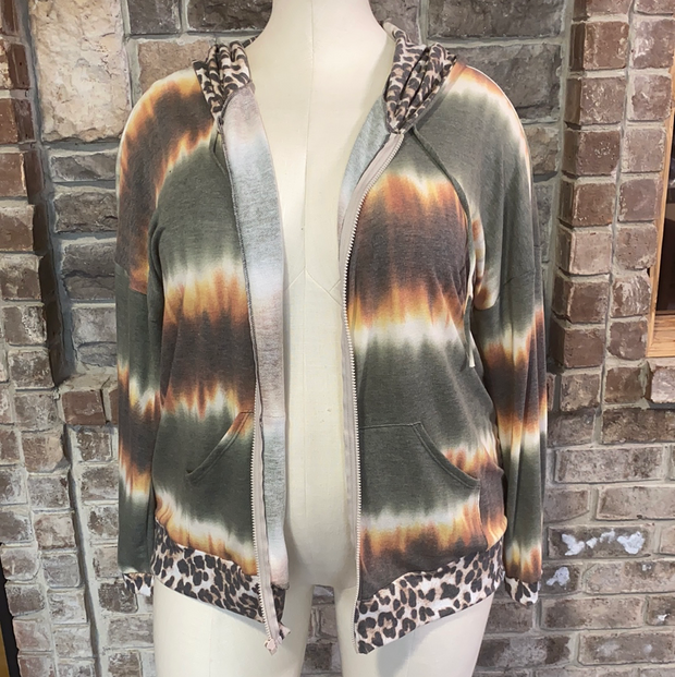 60 OR 26 OT-E {Under Your Skin}  Olive Leopard Contrast Jacket PLUS SIZE XL 2X 3X