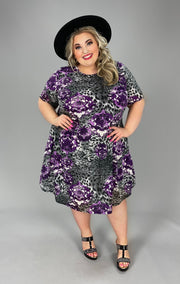 22 PSS-B {Steadfast Love} Purple/Black Damask Print Dress EXTENDED PLUS SIZE 3X 4X 5X *** FLASH SALE***