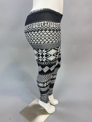 LEG 99 Black/White Snowflake Print Leggings