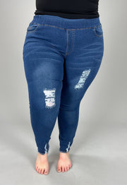 BIN 99 {For The Love Of Distressed} Dark Denim Jegging