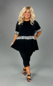 60 PSS-A {Never Without} Black Tunic w/Animal Print CURVY BRAND!!!  EXTENDED PLUS SIZE XL 2X 3X 4X 5X 6X