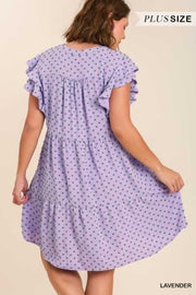 33 PSS-B {Be Unique} Umgee Lavender Heart Print Dress PLUS SIZE XL 1X 2X