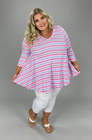 26 PQ-G {New Wonders} Light Purple Stripe V-Neck Top EXTENDED PLUS SIZE 3X 4X 5X