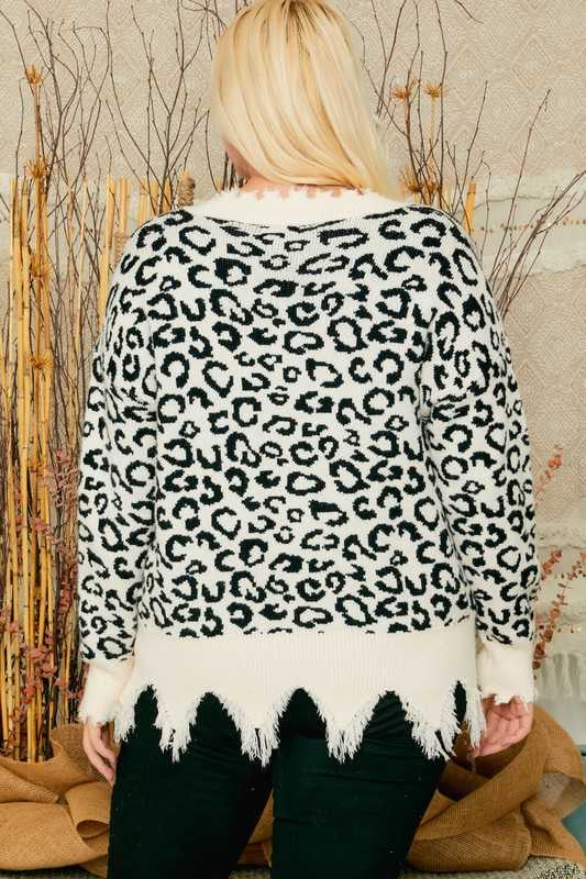 25 CP-E {Sweet One} Black White Animal Sweater SALE!!  PLUS SIZE XL/2X 2X/3X
