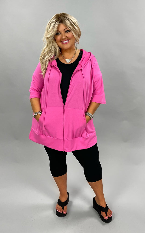 89 OT-K {Paint The Town} PINK French Terry Hoodie CURVY BRAND!!  EXTENDED PLUS SIZE 3X 4X 5X 6X