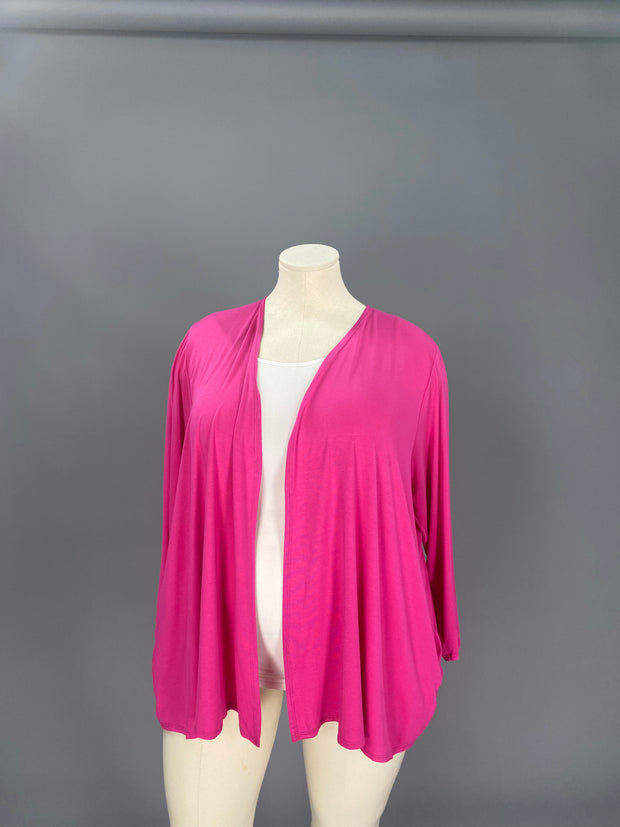 79 OT-A {All For You} FUCHSIA Long Sleeve Cardigan CURVY BRAND!!!  EXTENDED PLUS SIZE 1X 2X 3X 4X 5X 6X