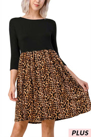 82 CP-B {The Dramatic} Black/Leopard Print Dress SALE!!!  PLUS SIZE 1X 2X 3X