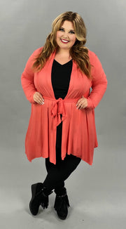 41 OT-B {Mind Of My Own} Coral Tie Front Cardigan PLUS SIZE XL 2X 3X