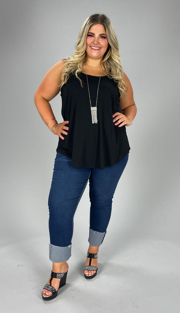 69 SV-A {Simply Delightful} Black Sleeveless Tank PLUS SIZE 1X 2X 3X