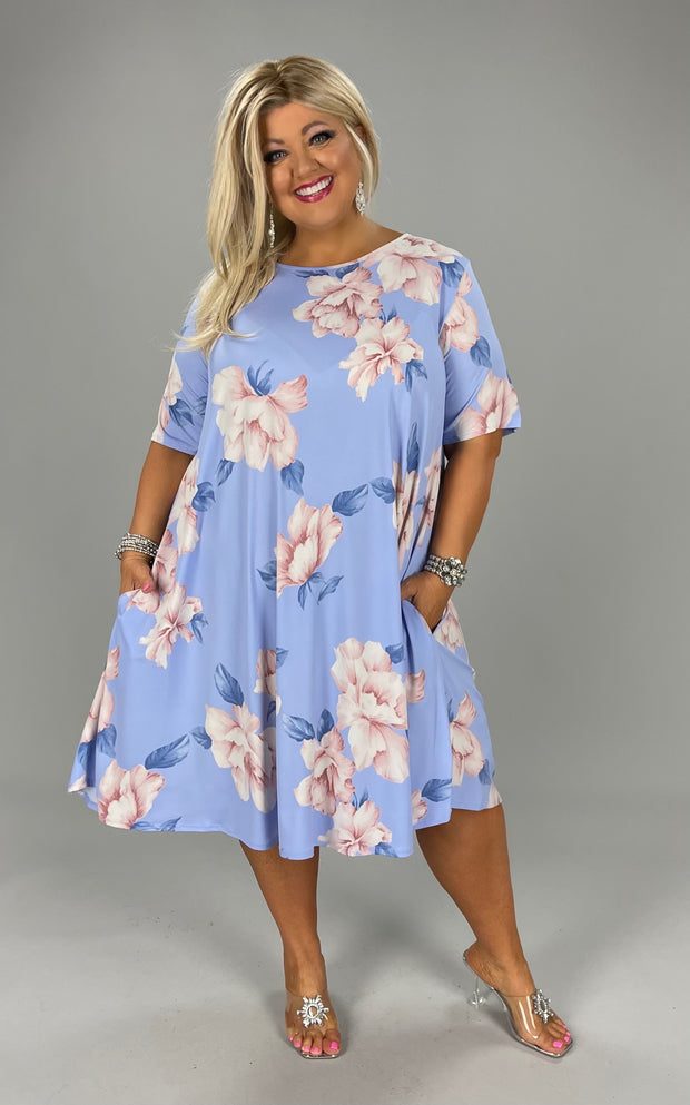 29 PSS-C {A Kiss Of Pink} Lt. Blue Floral Dress EXTENDED PLUS SIZE 3X 4X 5X *** FLASH SALE***