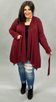 41 OT-G {One Perspective} Burgundy Tie Front Cardigan  SALE!!PLUS SIZE XL 2X 3X