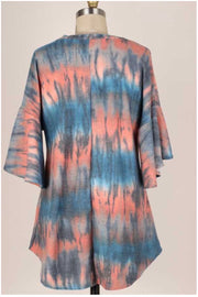 28 PQ-C {First Thing} Coral Blue Ruffle Sleeve SALE!! PLUS SIZE XL 2X 3X