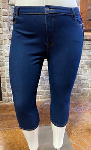 BT-N {Indigo Blues} Dk Indigo Denim Capri SALE!!!  EXTENDED PLUS SIZE 24 26 28