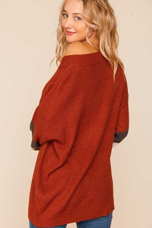 23 CP-O {The Days} Rust  Colored Sleeve Sweater PLUS SIZE XL 2X 3X