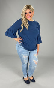 SQ-A  M-109   {Ralph Lauren} Blue Knit Top Retail €64.50 PLUS SIZE 1X