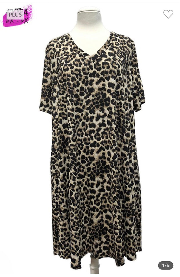 99 PSS-E {On The Roam Again} Brown Leopard Print Dress EXTENDED PLUS SIZE 3X 4X 5X