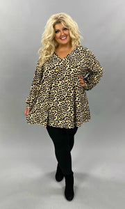 PLS-X {Daytime Prowl} ***FLASH SALE***Tan Black Leopard V-Neck Tunic BUTTER SOFT EXTENDED PLUS SIZE 4X 5X 6X