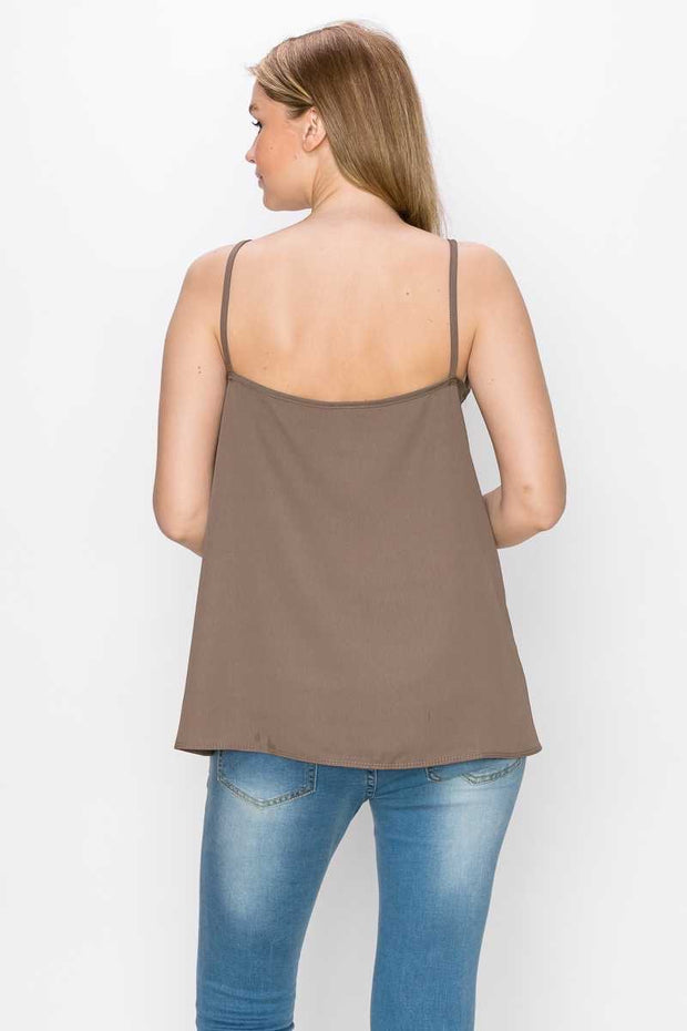 56 SV-A{Chai Tea} ***SALE***Mocha Cami w Lace Detail PLUS SIZE XL 2X 3X