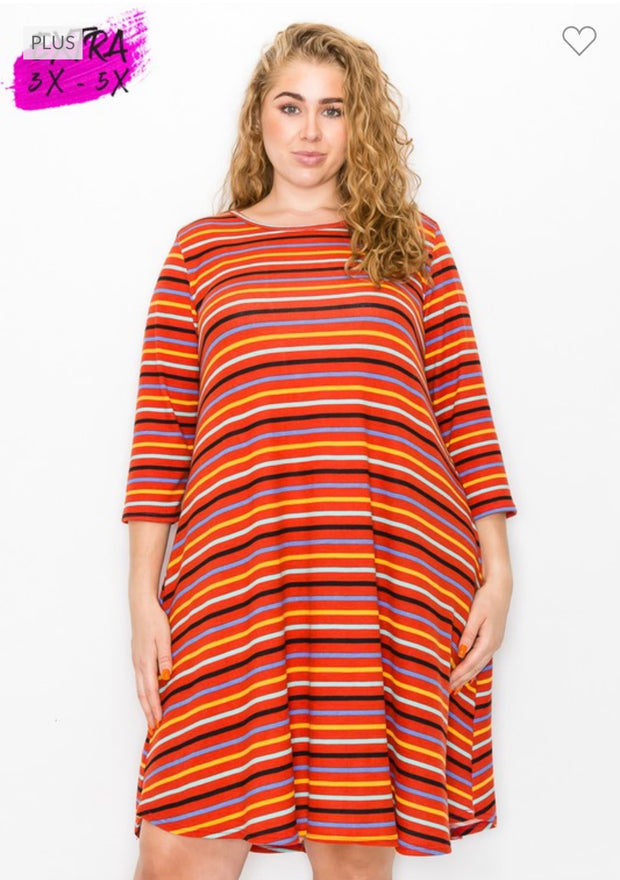 26 PQ-Z {Handling Business} Red Striped Dress SALE!! EXTENDED PLUS SIZE 3X 4X 5X