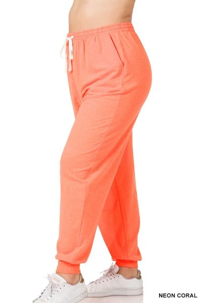 BT-A  {Neon Vision} Neon Coral Jogging Pants PLUS SIZE 1X 2X 3X SALE!!!