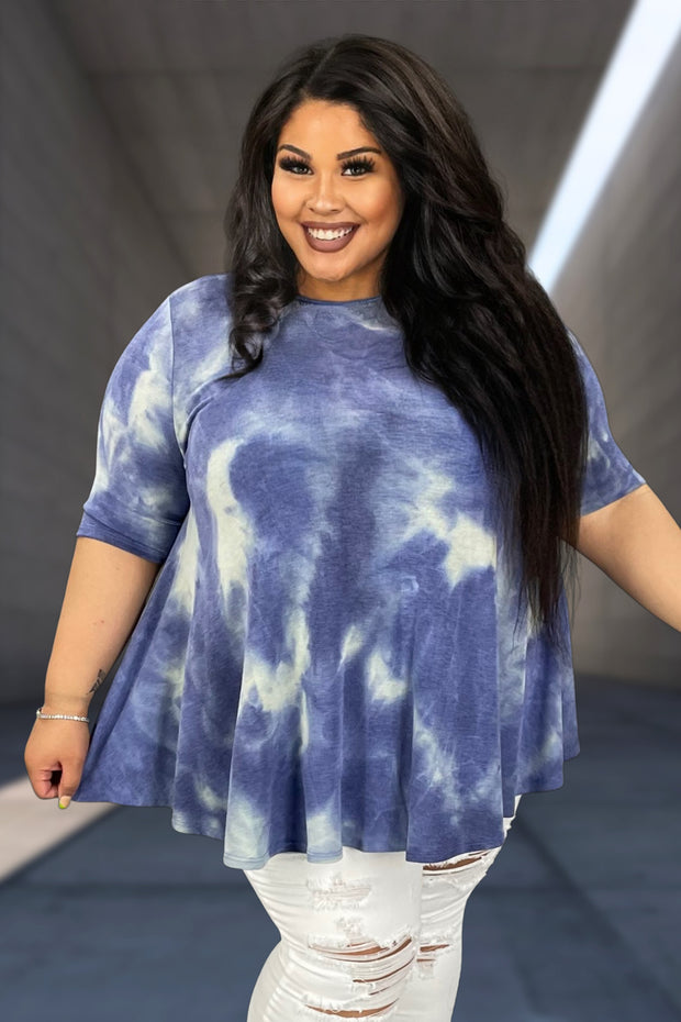 16 PSS-T {Be Awesome} Navy Tie Dye Top EXTENDED PLUS SIZE 3X 5X