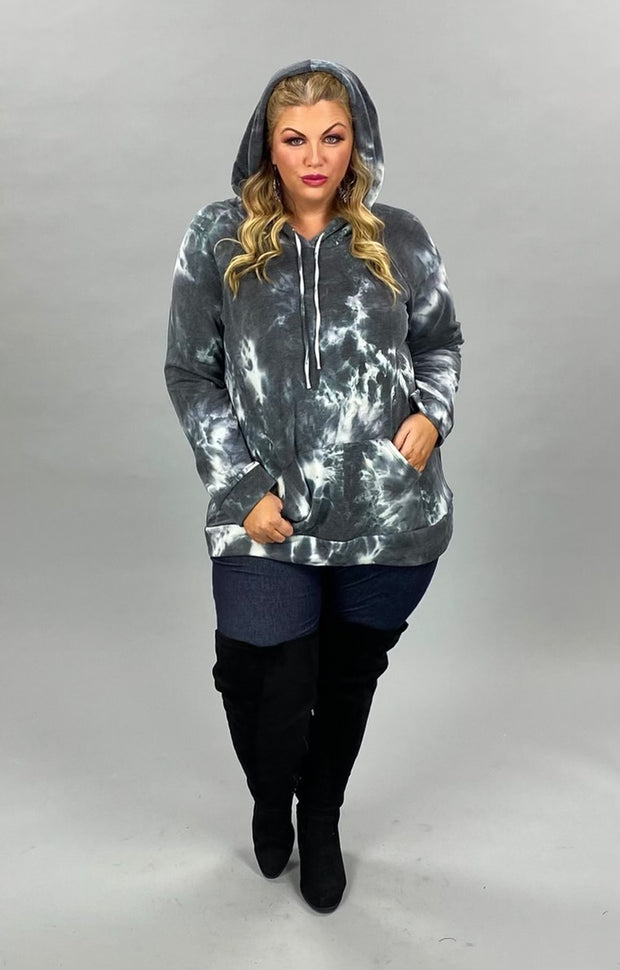 HD-Z {Make It Mine} Charcoal Tie Dye Hoodie PLUS SIZE XL 2X 3X