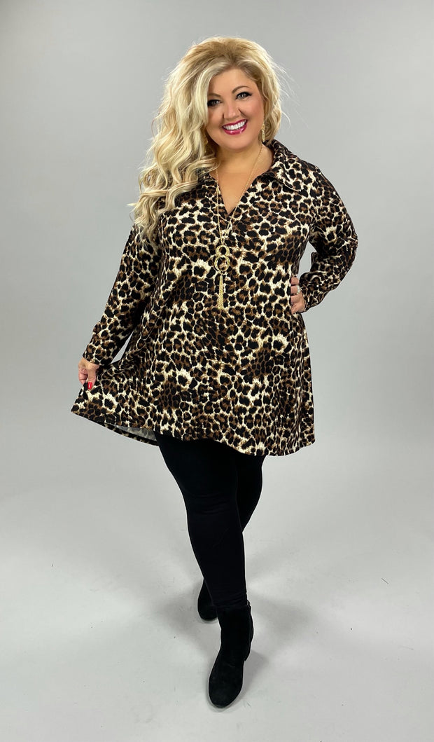 60 OR 17 PLS-G {Leopard Aware} ***SALE***Leopard Print Hi-Low Tunic CURVY BRAND!! EXTENDED PLUS SIZE 3X 4X 5X 6X