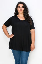 51 SSS-H {True Fashion Needs} Black V-Neck Tunic EXTENDED PLUS SIZE XL 2X 3X 4X 5X