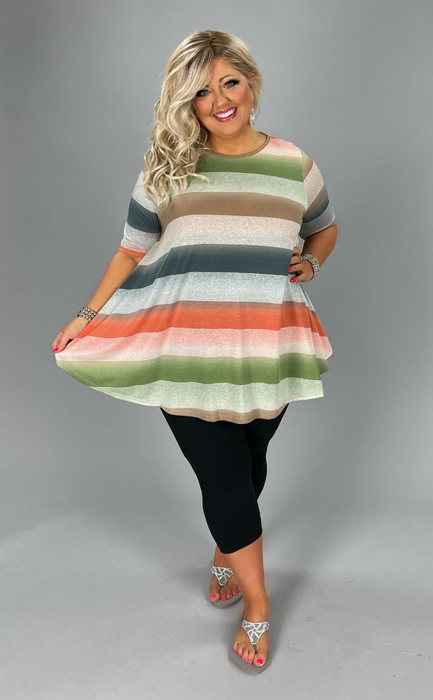34 PSS-B {Perfect Stripes} Multi-Color Striped Tunic EXTENDED PLUS 3X 4X 5X