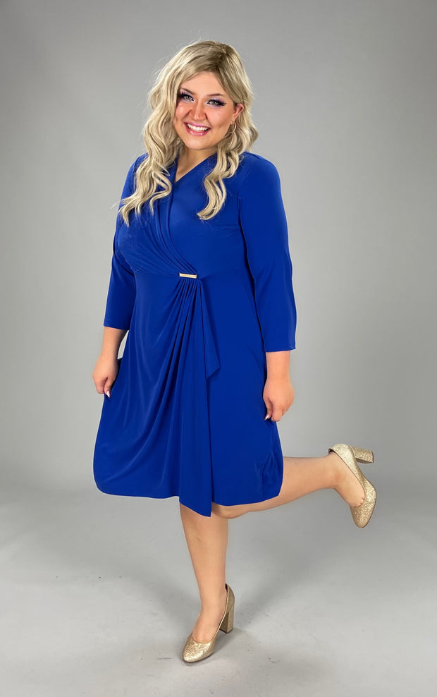 SQ-A  M-109   {Charter Club} Blue Surplice Dress Retail €89.50 PLUS SIZE 1X 2X