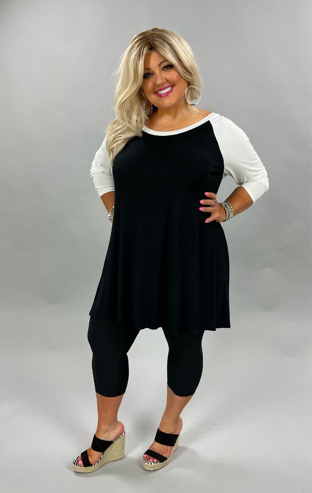 13 OR 37 CP-E {Game Day} White/Black***FLASH SALE*** Raglan Tunic CURVY BRAND!! EXTENDED PLUS SIZE 1X 2X 3X 4X 5X 6X