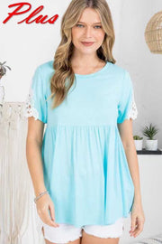 36 SD-C {Something Special} BLUE Babydoll Lace Sleeve Top