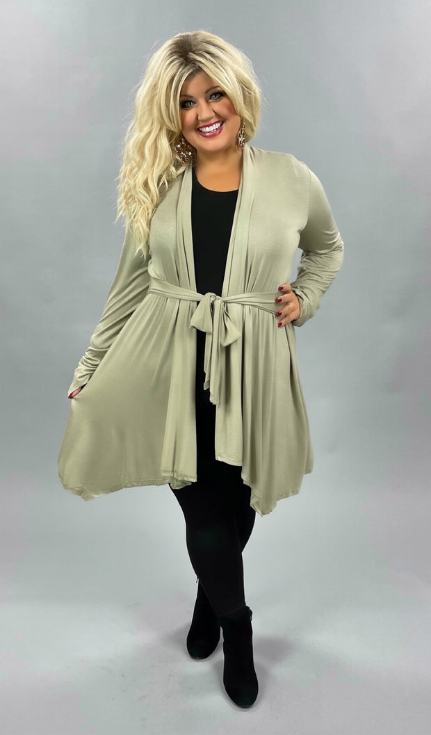 41 OT-E {Enamored With You} Taupe Tie Front Cardigan PLUS SIZE XL 2X 3X