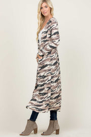 OT-Z {Get My Attention}  Ivory Tan Camo Waffle Duster PLUS SIZE XL 2X 3X