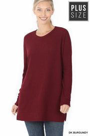 32 SLS-G {Speak Truth} Dk. Burgundy Waffle Knit Top PLUS SIZE XL 2X 3X