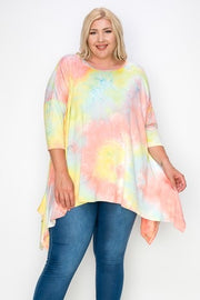 24 PSS-B {Ice Cream Dreams} Multi-Color Tie Dye Top PLUS SIZE XL 2X 3X