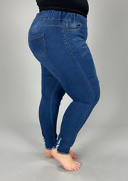 BIN 99 {For The Love Of Distressed} Dark Denim Jegging