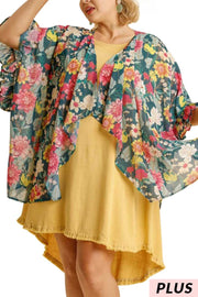 12 OT-P {Never Out Done} Umgee  SALE!! Forest Green Floral Kimono PLUS SIZE XL 1X 2X