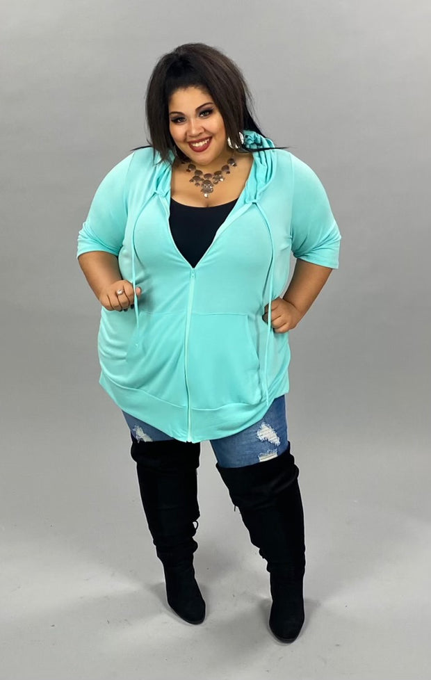 89 OT-J {Paint the Town} AQUA French Terry Hoodie  CURVY BRAND!!  EXTENDED PLUS SIZE 3X 4X 5X 6X
