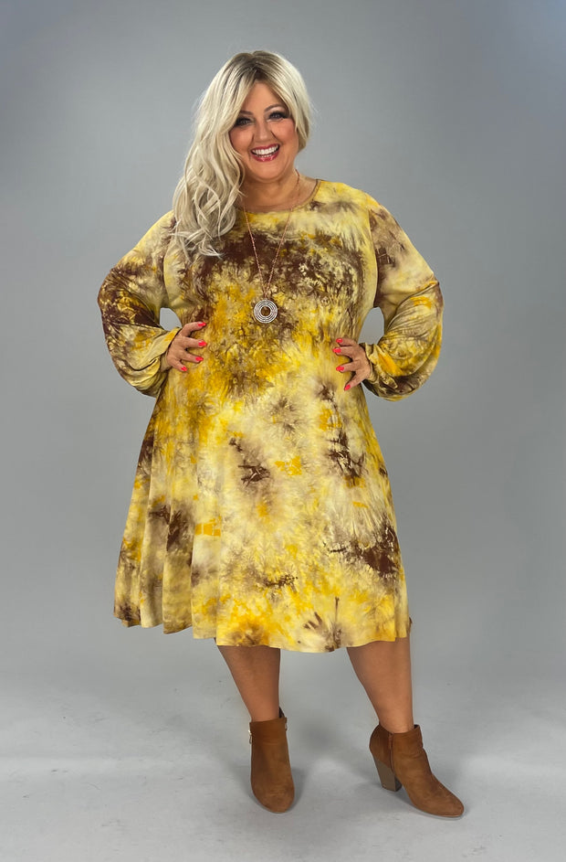 25 PLS-Z {You Know Best} Mustard Tie Dye Dress EXTENDED PLUS SIZE 3X 4X 5X  *** FLASH SALE***