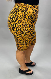 BIN 98 (Wild Card} Mustard Cheetah Print Biker Shorts PLUS SIZE XL 2X 3X