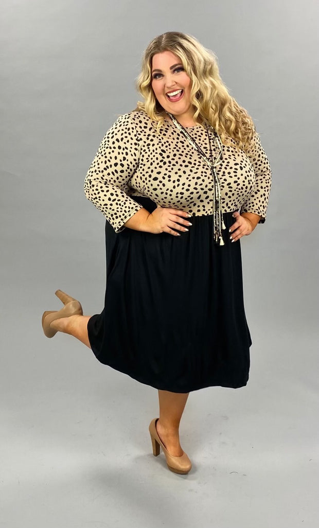 82 CP-C {Little Lady} Taupe/Black Dalmatian*** SALE***Print Dress PLUS SIZE 1X 2X 3X