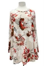 19 PLS-A {Giving Your All} Ivory/Rust Floral Top PLUS SIZE 1X 2X 3X