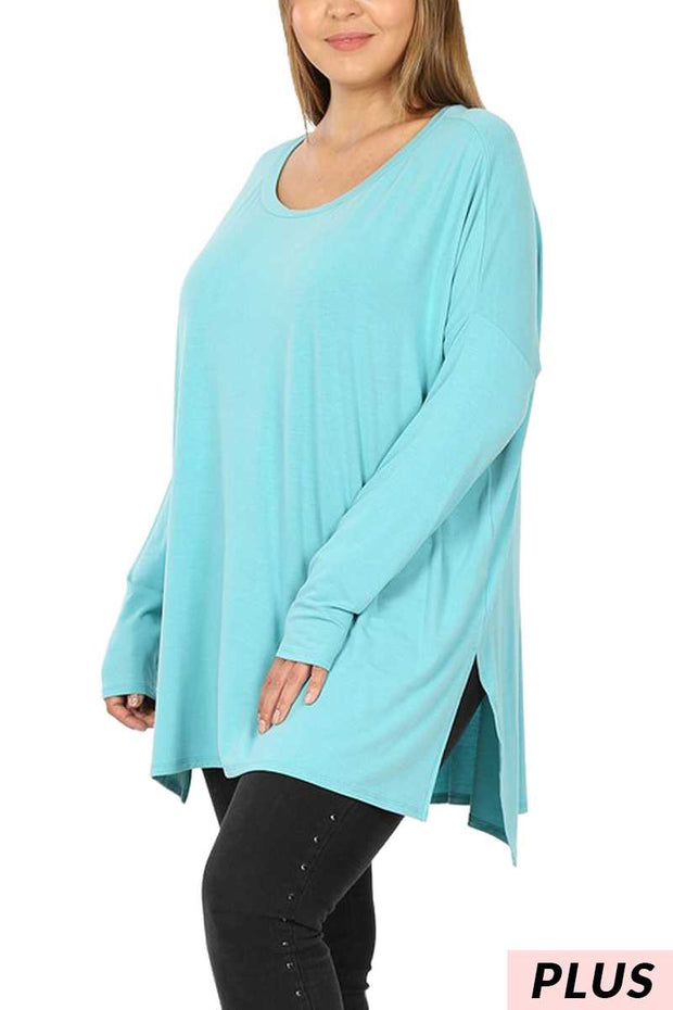 59 OR 25 SLS-D {A Step Back} Teal Long Sleeve Top PLUS SIZE XL 2X 3X