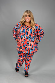 17 SET-Z {Grand Entrance} Red Orange Leopard Set EXTENDED PLUS SIZE 3X 4X 5X