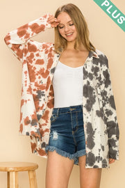 97 OT-K {What You Say} Ivory Tie Dye Cardigan SALE!! PLUS SIZE 1X/2X  2X/3X