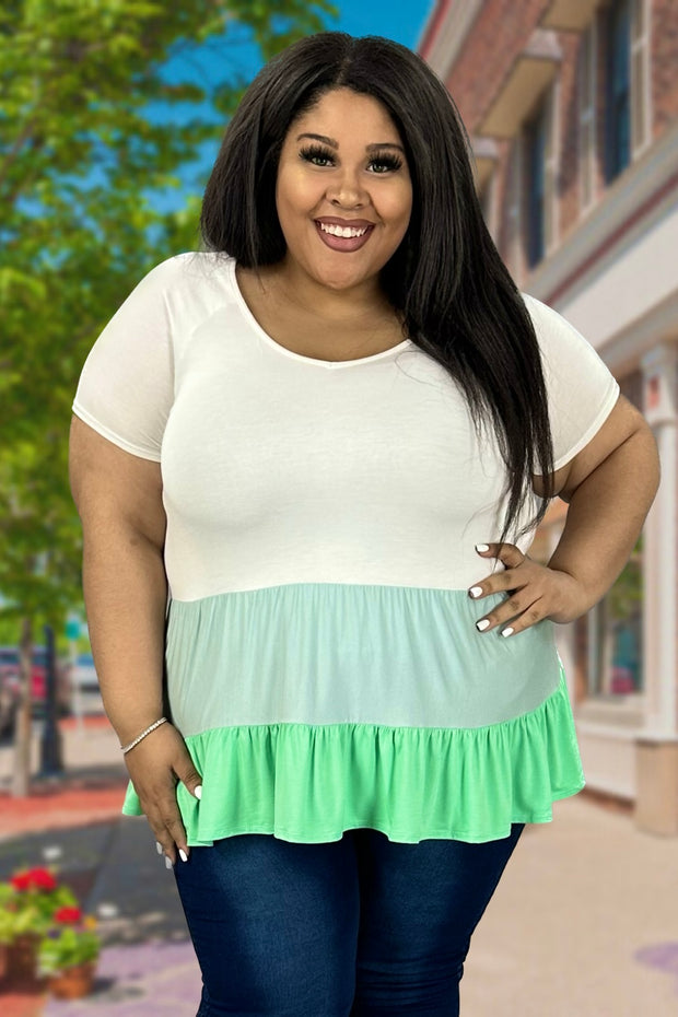 63 CP-K {Call Me Babe} Mint SALE!!  Tiered V-Neck Top PLUS SIZE 1X 2X 3X